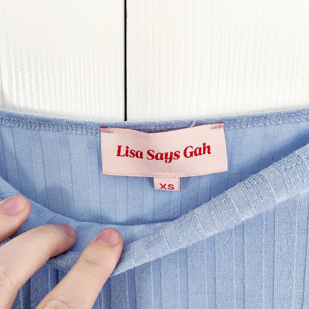 Lisa Says Gah Roya Blue Ribbed Midi Square Neck Romatic Fairycore Whimsical - Picture 4 of 12